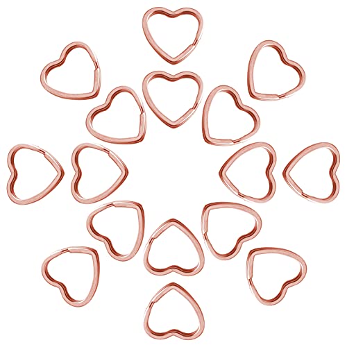 50pcs Heart Shaped Split Key Rings Rose Gold
