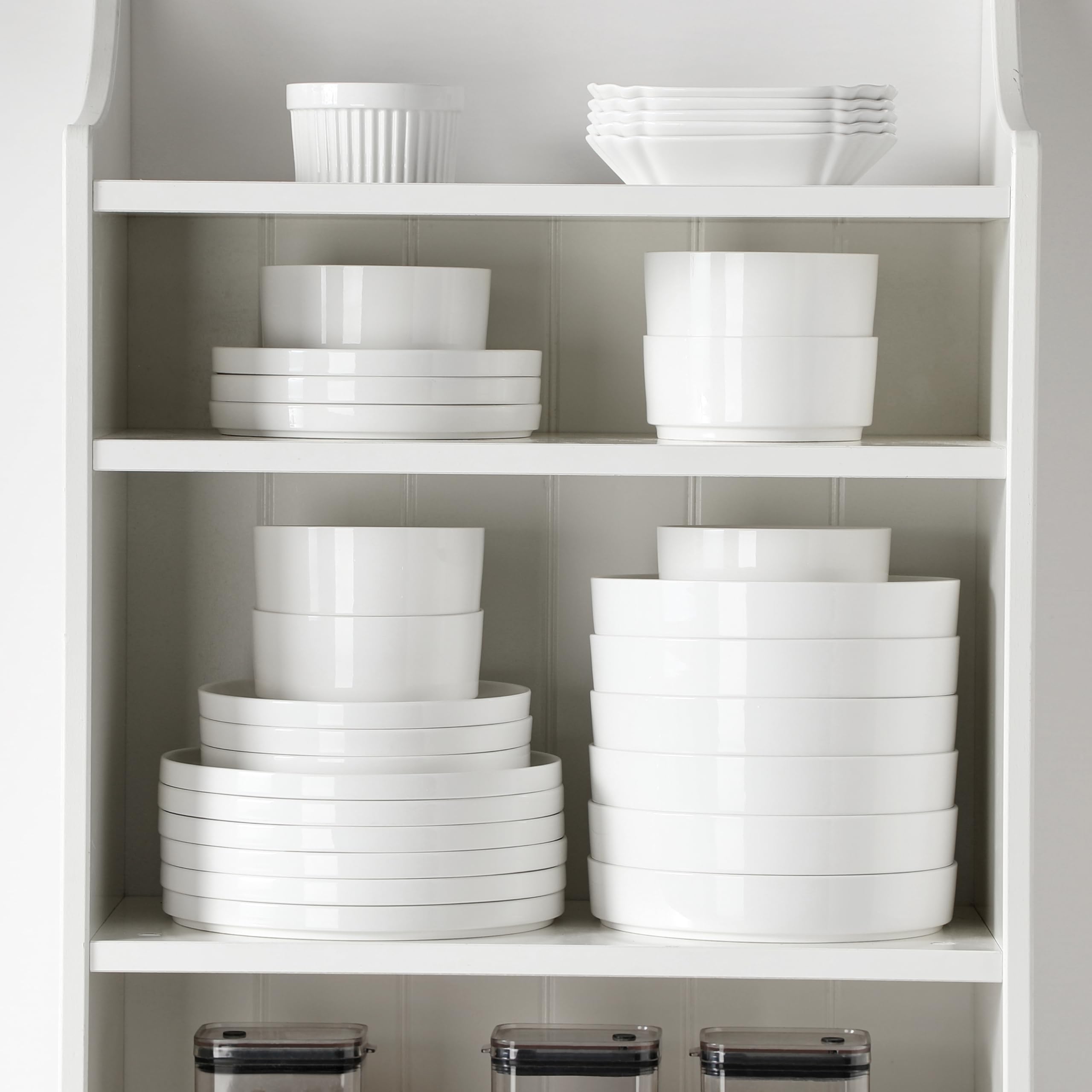 MALACASA 24-Piece Porcelain Dinnerware Set for 6 - Premium White Dish Set with Serving Plates & Bowls - Chip & Scratch Resistant - Modern Kitchen & Dining Ware (Series LEAH) - Perfect for Family Dinners, Entertaining Guests & Restaurant-Style Serving