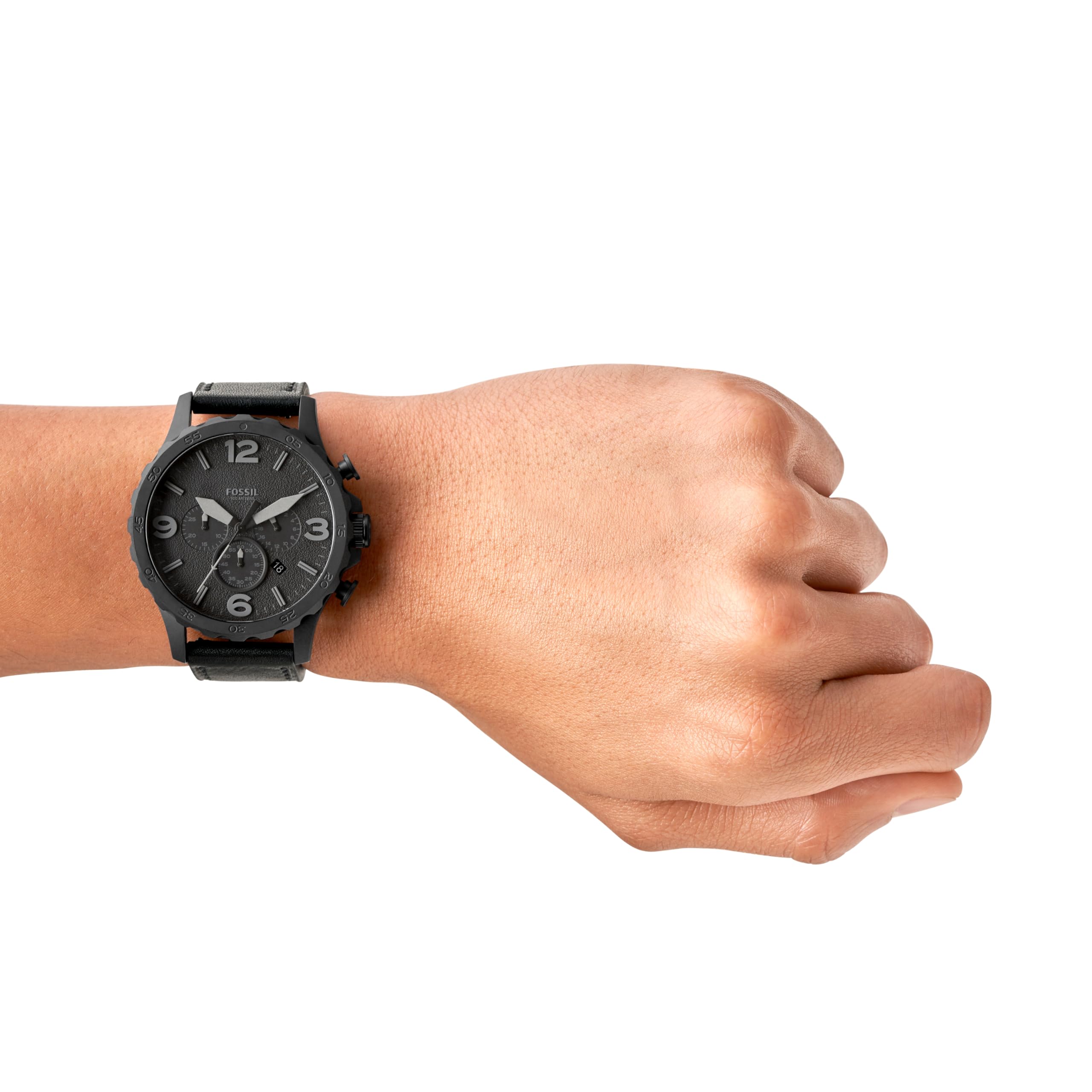Fossil Men's Nate Quartz Chronograph Watch - Stainless Steel Band, Water Resistant, Date Display | Perfect for Business, Casual Wear & Gifts