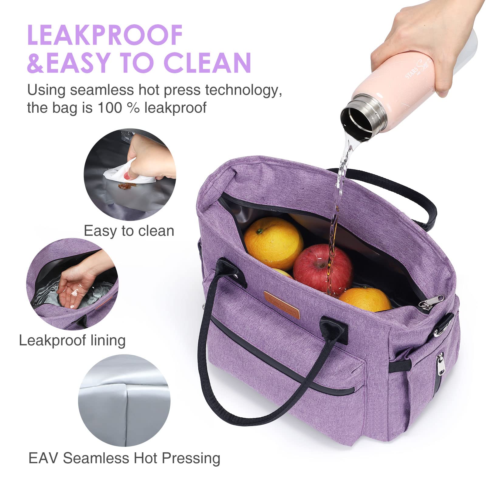 Insulated Lunch Bag for Women & Men - Adjustable Shoulder Strap, Large Reusable Cooler Tote for Office, Work, Picnic, Beach & Outdoor Activities - Perfect for Meal Prep, School Lunch & Travel