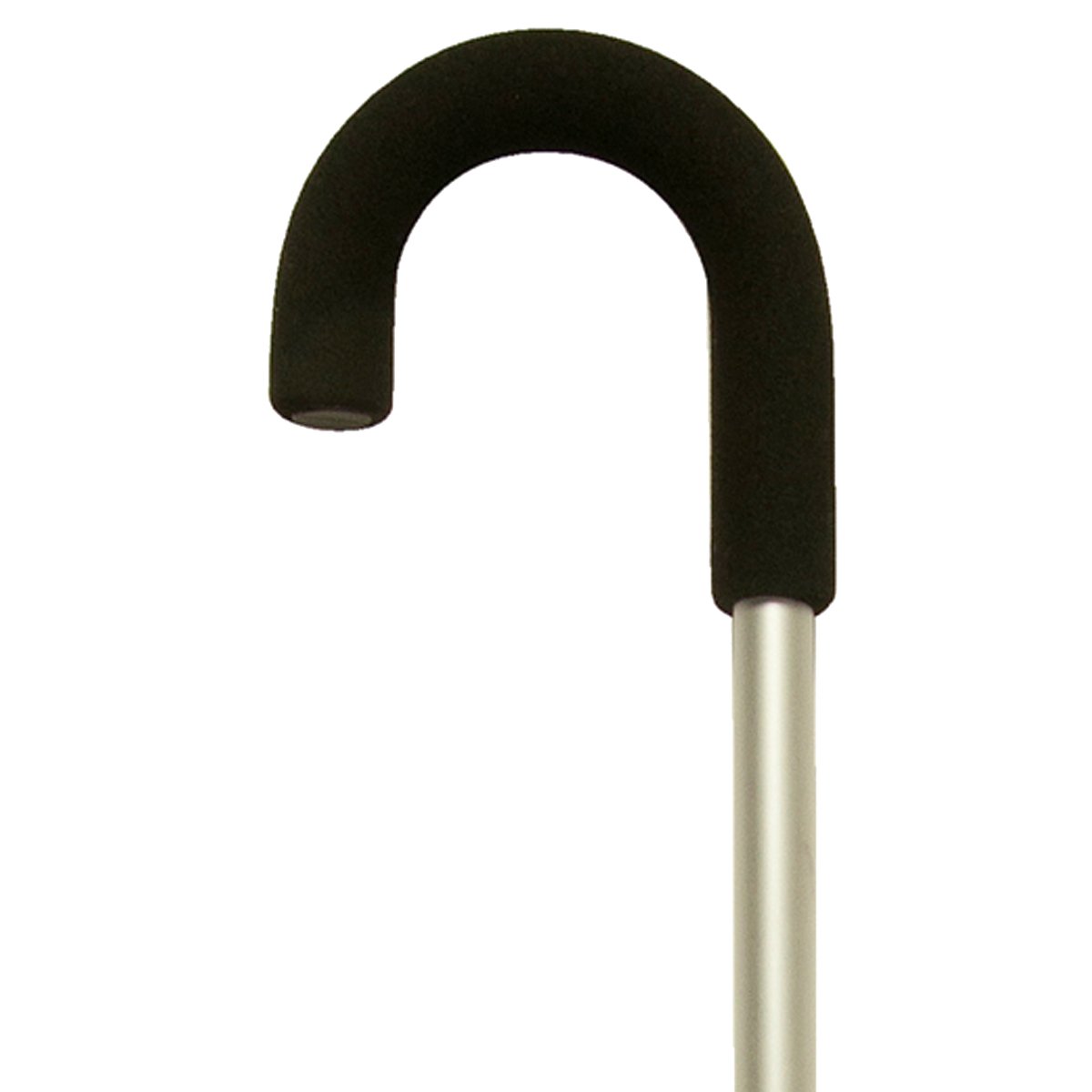 PCP Adjustable Lightweight Aluminum Cane with Foam Grip & Round Crook Handle, Silver (Medium Grip) - Ideal for Seniors and Mobility Support
