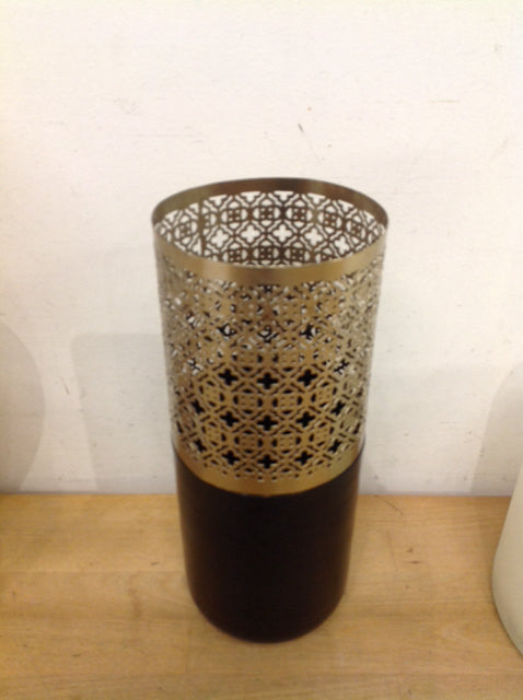 11 Inch Black & Gold Metal Vase - Elegant Home Decor for Living Room, Dining Table, Wedding Centerpiece