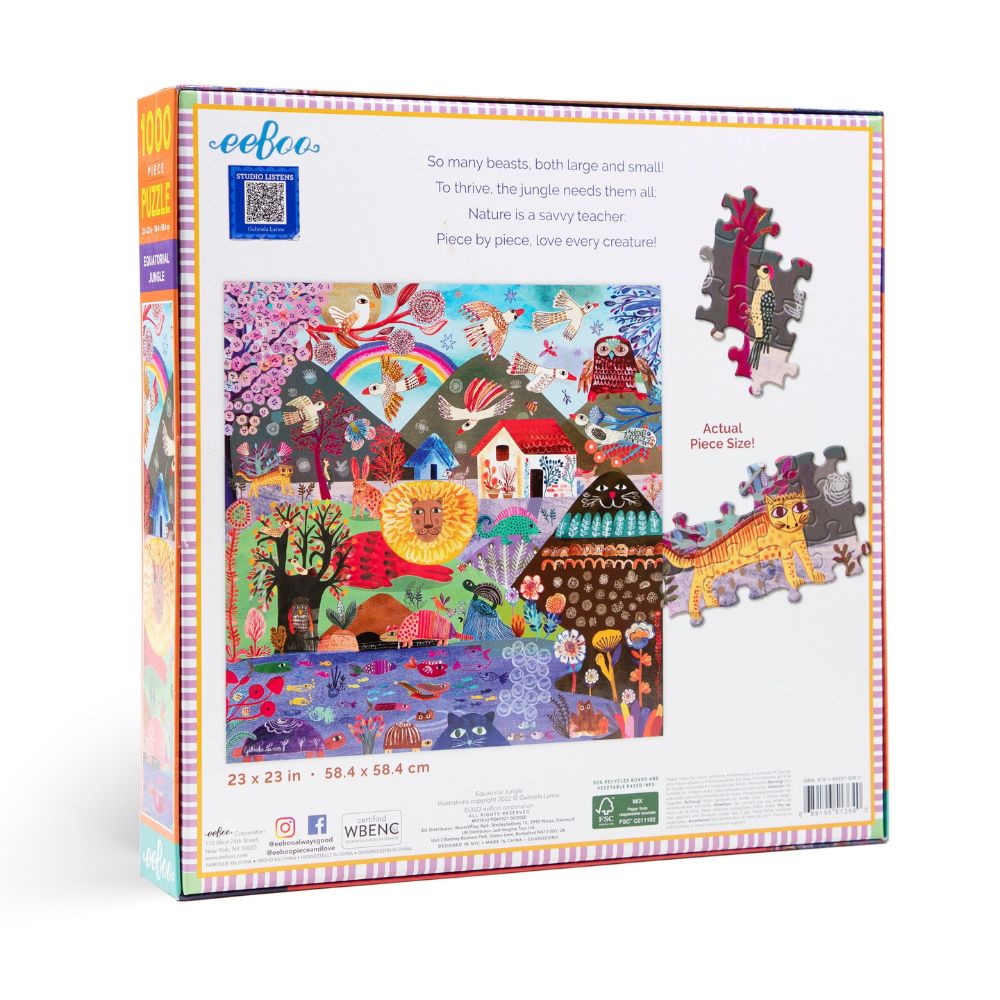 eeBoo Equatorial Jungle 1000 Piece Jigsaw Puzzle - Challenging Adult Puzzle for Relaxation & Family Game Night