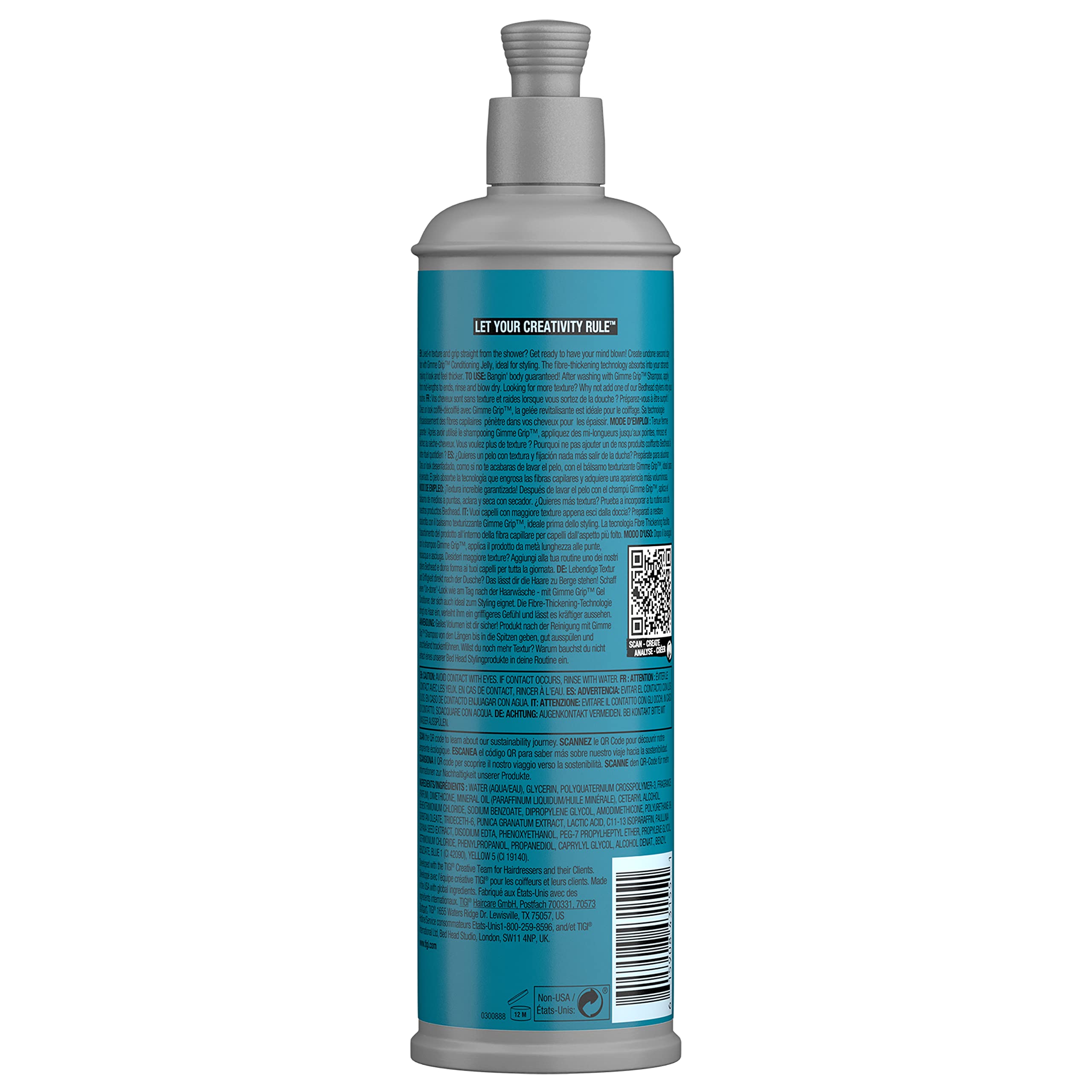 TIGI Bed Head Gimme Grip Texturizing Conditioner for Voluminous Hair - 13.53 fl oz | Adds Texture & Hold for Fine, Thin Hair - Perfect for Styling & Volume Boost