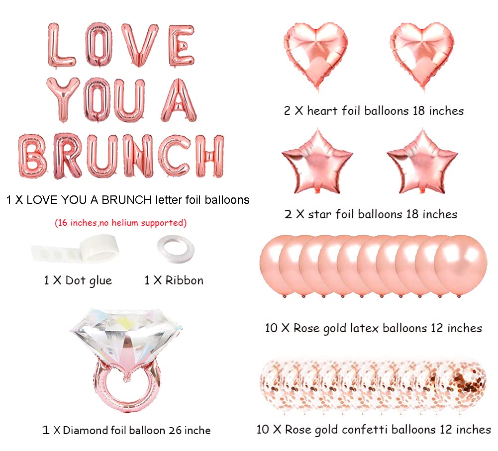 Love You a Brunch Balloons Banner - Bridal Brunch & Bachelorette Party Decorations - Wedding Shower Supplies for Bridal Showers, Baby Showers & Birthday Parties