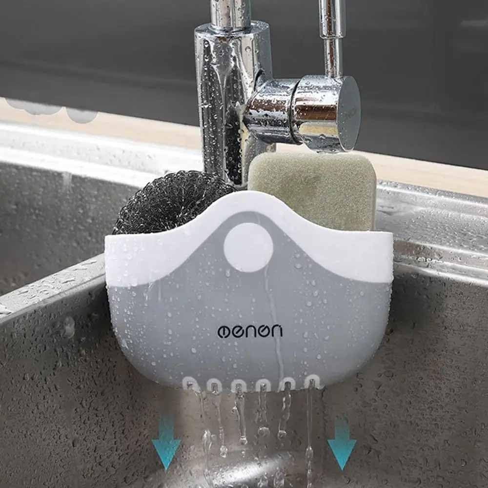 TGOPIT Silicone Hanging Sponge Holder - Kitchen Sink Organizer with Drain Basket, Soap Tray & Storage Caddy - Perfect for Dish Sponges, Brushes & Cleaning Tools - Ideal for Small Kitchens, RVs & Apartments