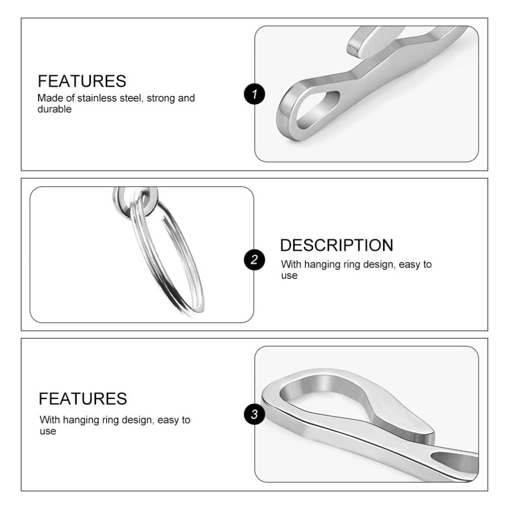 4-Pack Stainless Steel Keychain Clips with Carabiner Hooks - Durable Key Rings for Keys, Outdoor Gear & Hanging Accessories - Perfect for Home, Office, Camping and Travel Organization