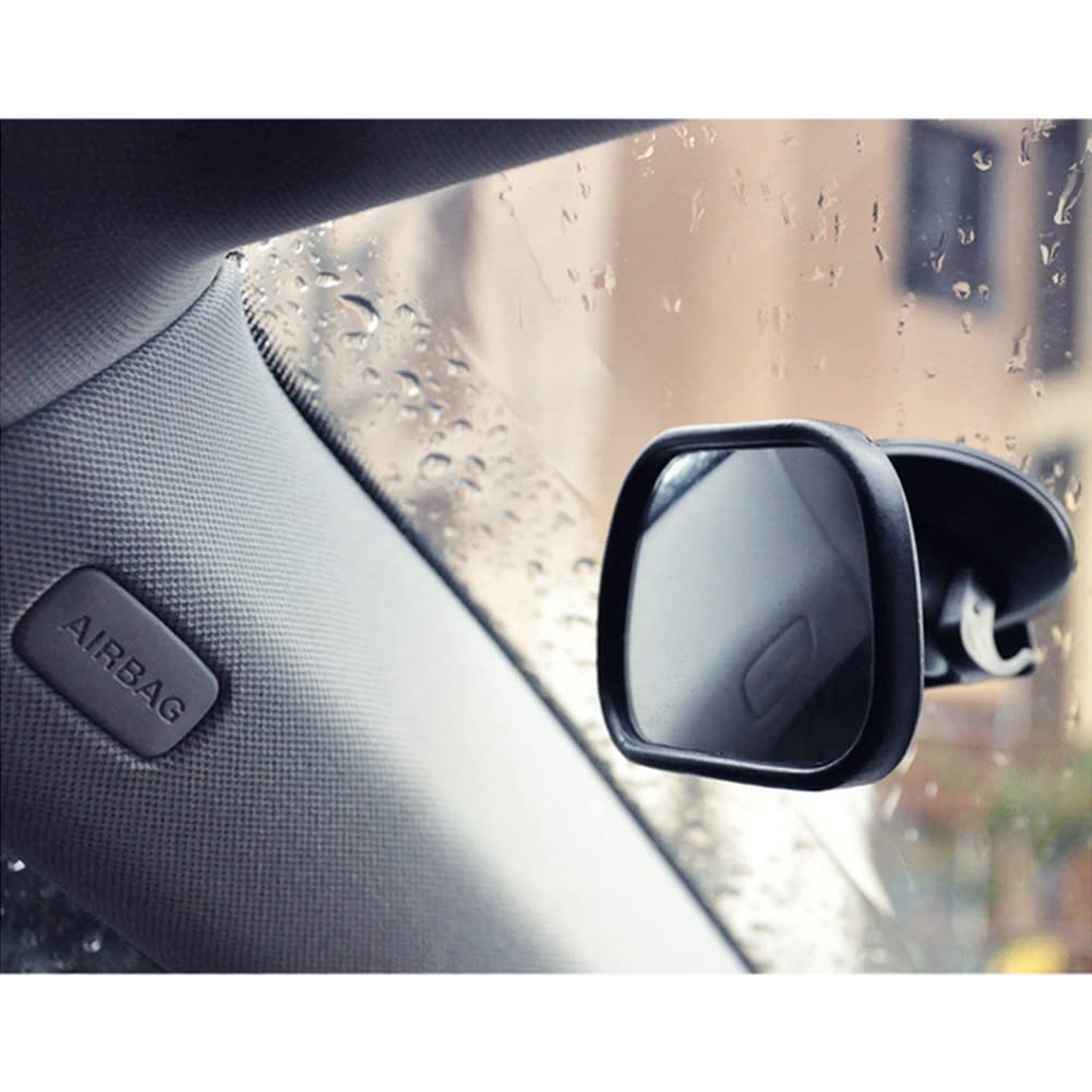 360 Degree Adjustable Shatter-Proof Baby Car Mirror - Black Acrylic Rearview Mirror for Backseat Safety with Strong Suction Cup - Perfect for Parents to Monitor Infants in Rear-Facing Car Seats During Travel