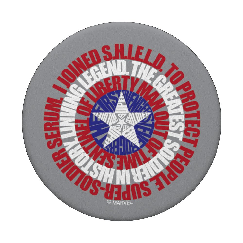 Marvel Captain America Shield with Inspirational Quotes - Standard PopGrip Phone Grip & Stand for iPhone, Samsung, Smartphones | Perfect for Superhero Fans, Daily Commute, Work & Travel