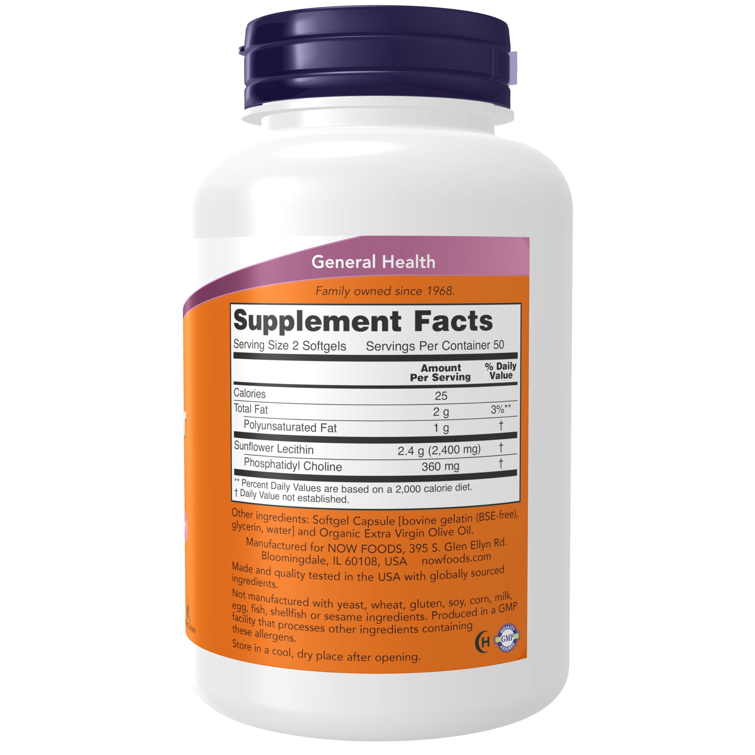 NOW Foods Sunflower Lecithin 1200mg Softgels with Phosphatidyl Choline - 100 Count | Brain Health & Liver Support Supplement | Perfect for Smoothies, Baking & Daily Wellness