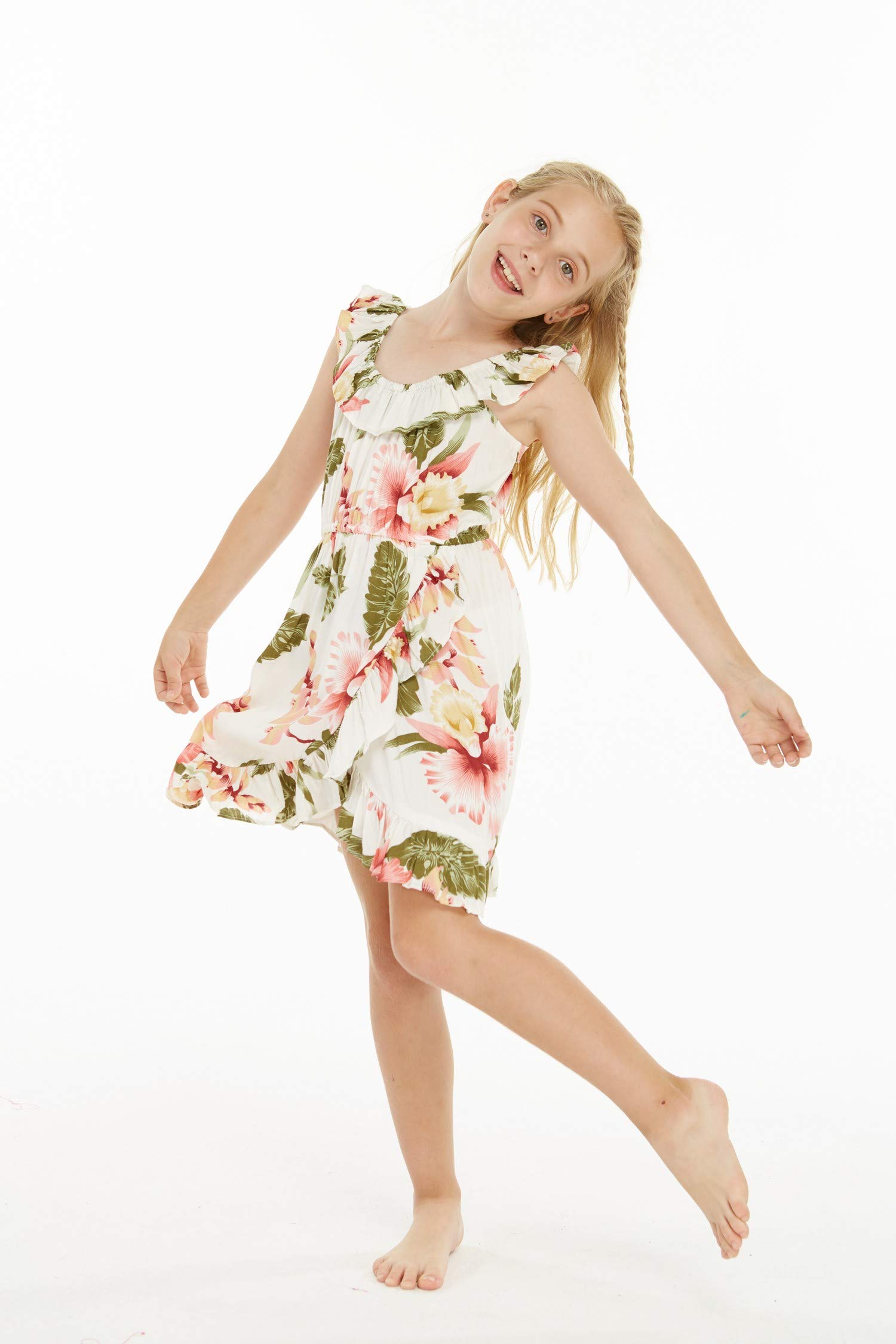 Girl's Ruffle Wrap Hawaiian Luau Dress - Beach Party & Summer Outfit
