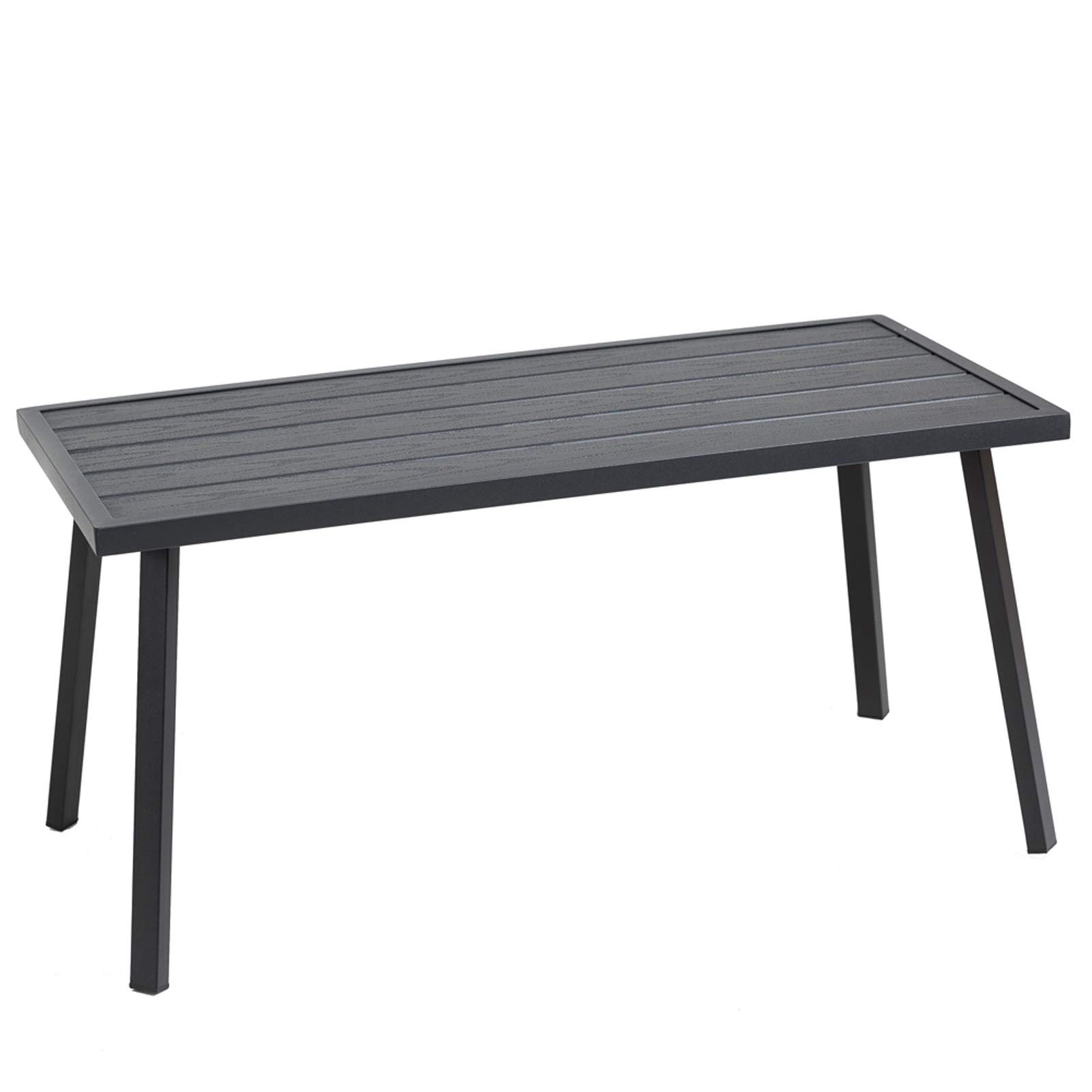 Black Rectangle Small Metal Outdoor Coffee Side Table - Patio Garden Balcony Furniture for Relaxing & Entertaining
