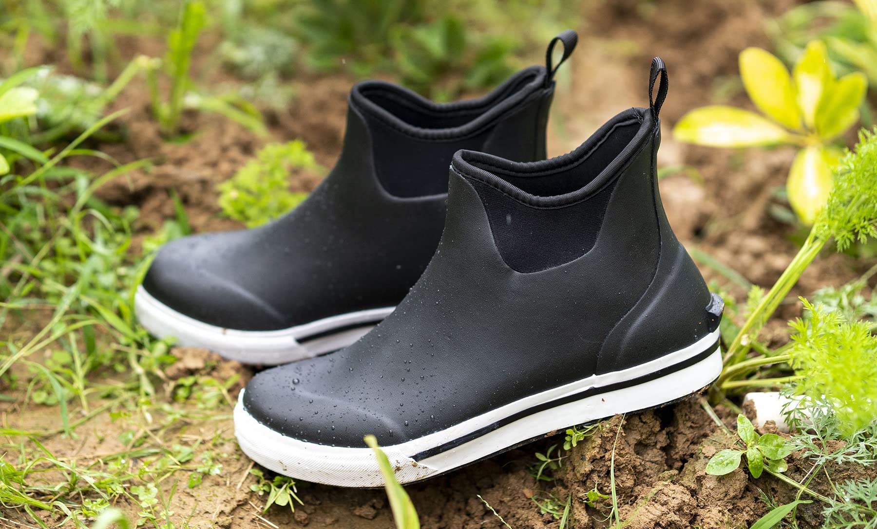 **TENGTA Men's Waterproof Deck Boots – Ankle Rain Boots with Neoprene Lining & Rubber Sole – Ideal for Fishing, Boating, and Outdoor Work**