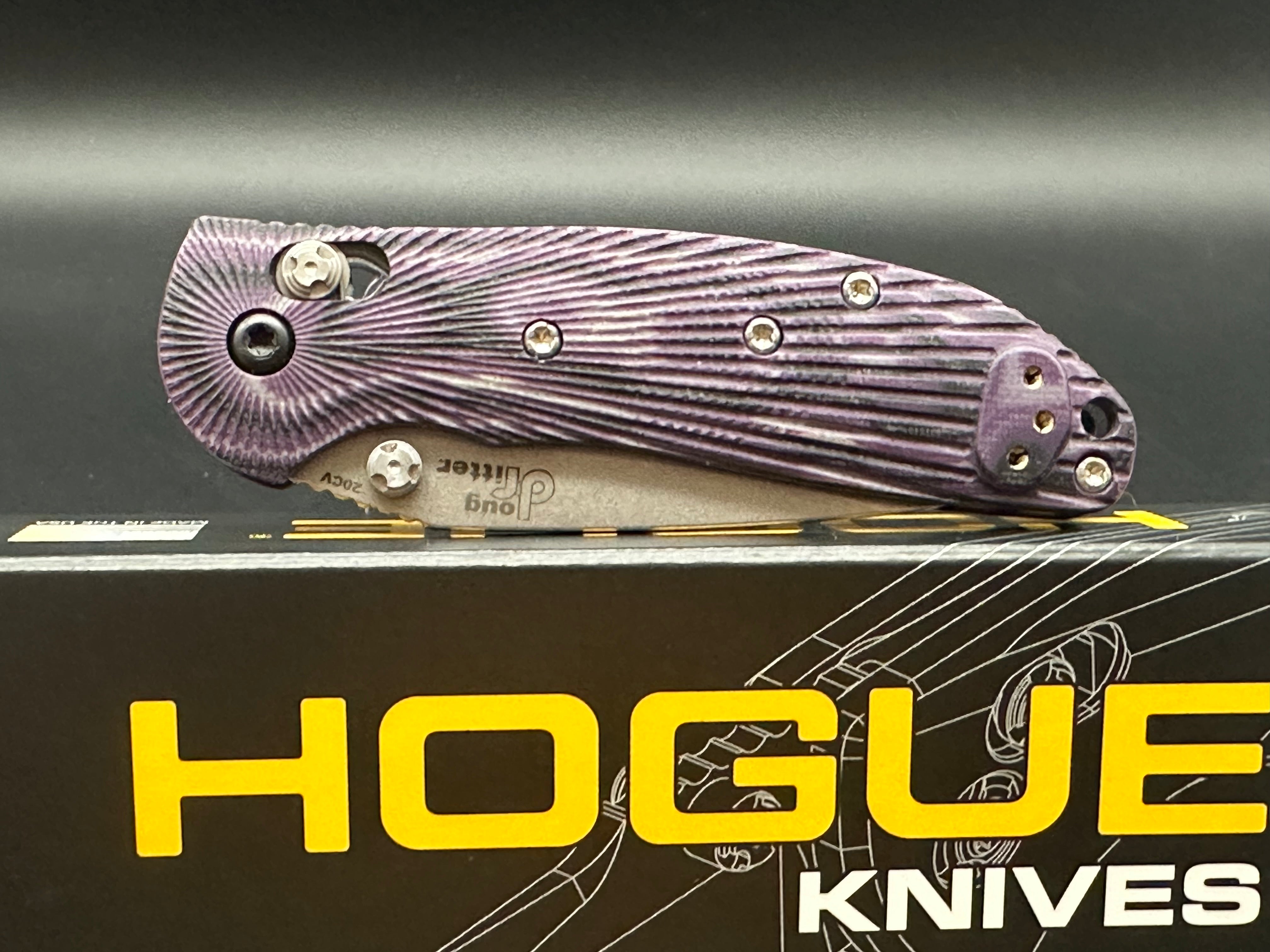 Hogue Doug Ritter Mini RSK MK1 G2 Knife - Exclusive Mascus Purple G10 Handle & Stonewashed Blade - Perfect for EDC, Outdoor Adventures, and Tactical Use