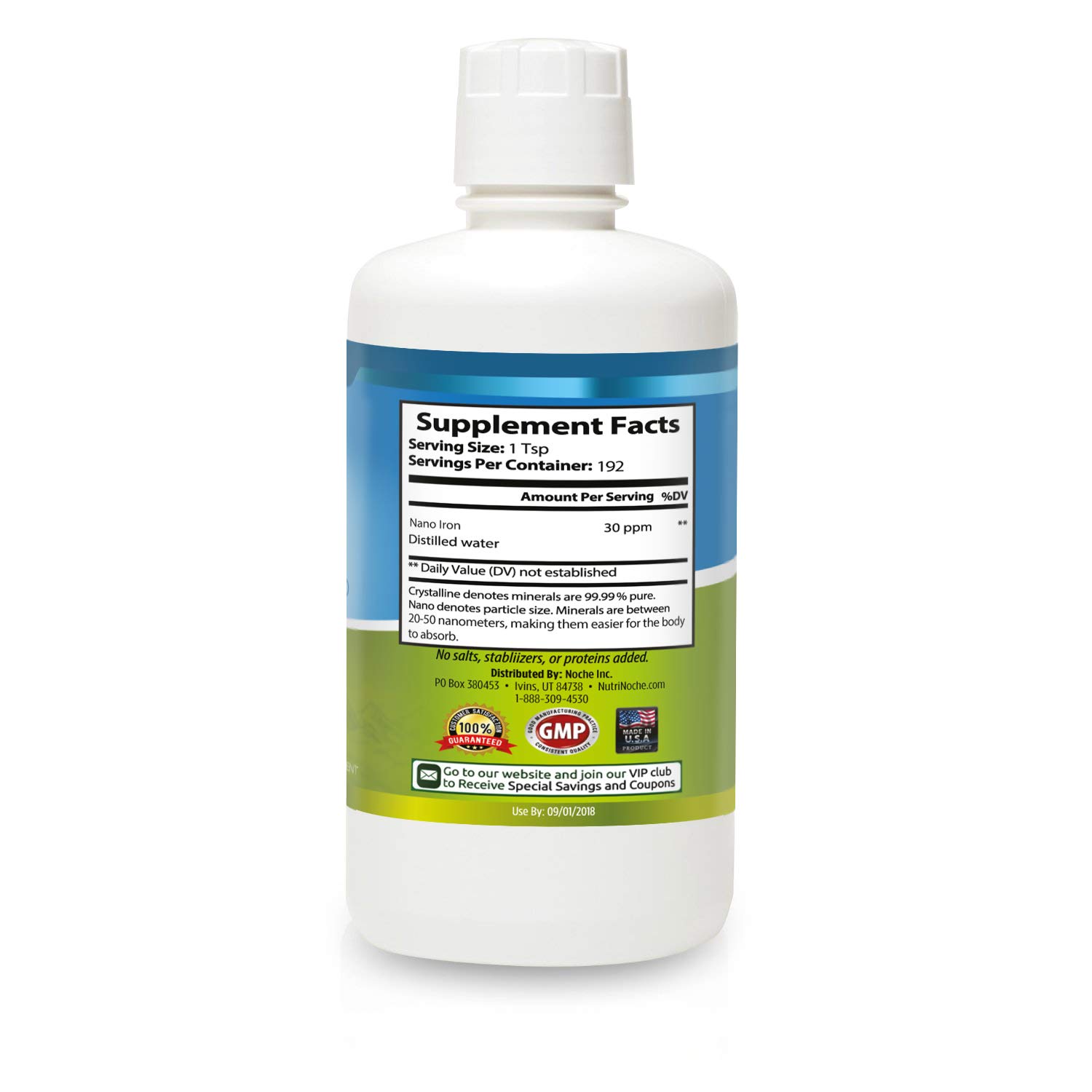 NutriNoche Liquid Iron Supplement - High Potency Vegan Iron Drops for Adults & Kids - Flavorless Sublingual Iron Supplement with Crystalline Iron - Supports Energy & Vitality - Perfect for Anemia, Pregnancy & Active Lifestyles