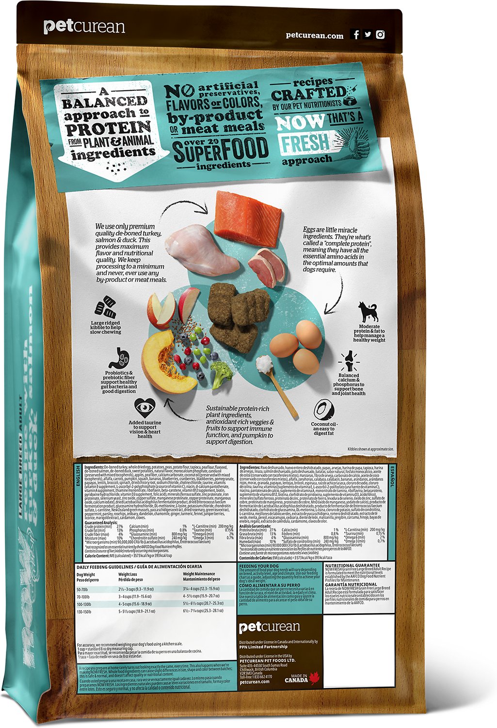 Petcurean Now Fresh Grain-Free Dry Dog Food for Large Breed Adults - High Protein, Natural Ingredients for Healthy Joints & Digestion - Ideal for Active Dogs & Daily Feeding