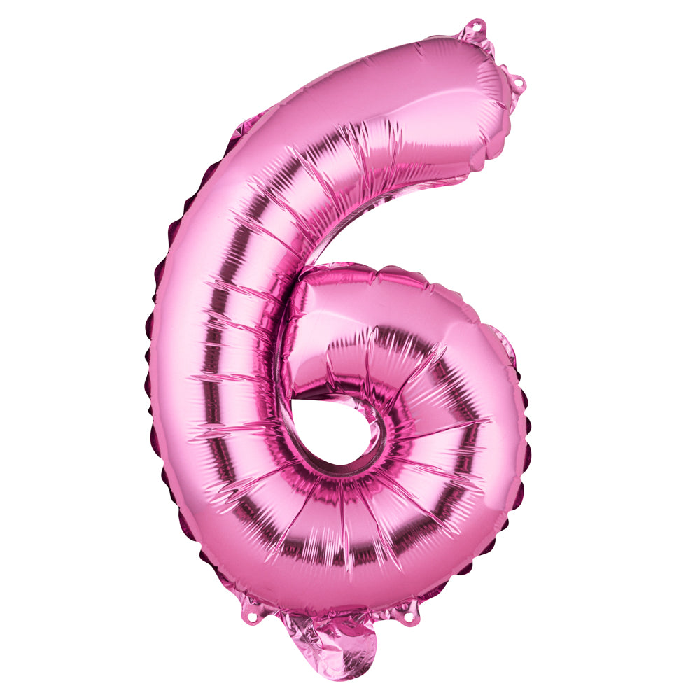 Balloonify Pink Mylar Number 6 Balloon - 16 Inch - 1 Count Box - Perfect for Birthday Parties, Baby Showers & Anniversary Celebrations