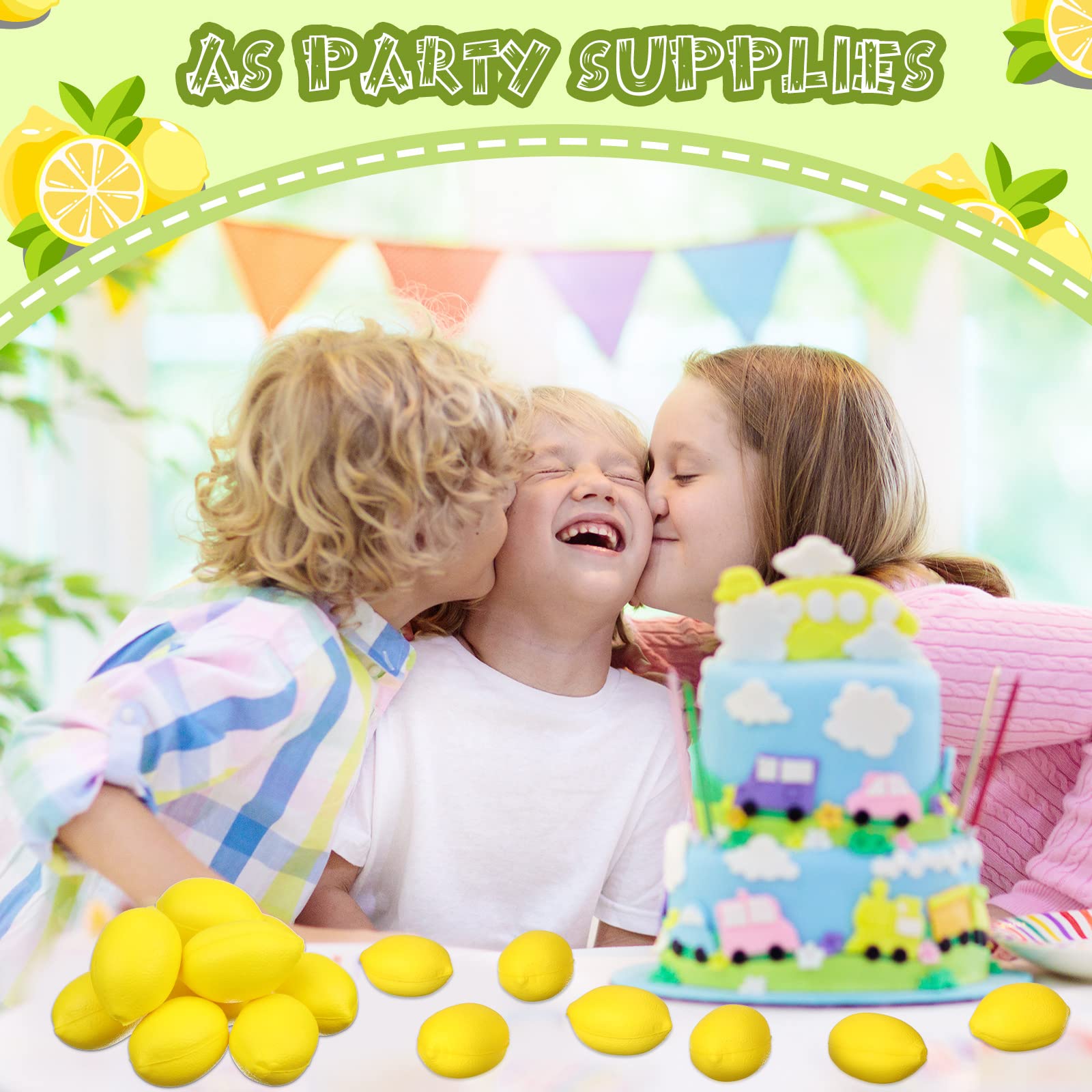36 Pcs Lemon Stress Relief Toys - Soft PU Foam Squeeze Ball for Anxiety Relief, Party Favors, Classroom Rewards & Home Relaxation - Perfect for School, Office, Party Bag Fillers & Stress Management