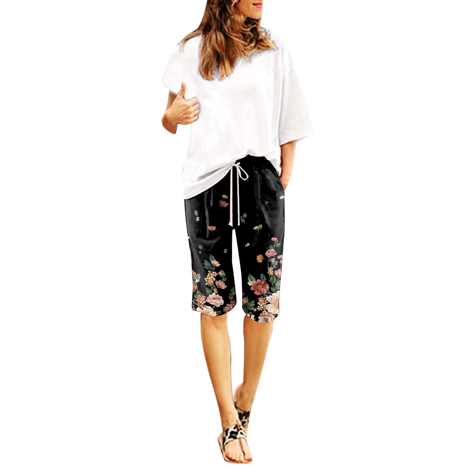 **Women's Cotton Elastic Waist Shorts - Lightweight Hiking & Athletic Shorts with Pockets - Stylish for Beach, Vacation & Outdoor Activities**