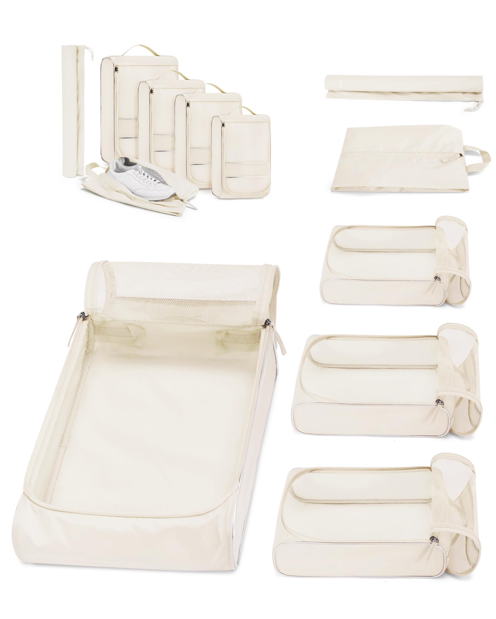 BAGSMART Travel Packing Cubes Set - 4-Piece Compression Organizers for Luggage, Suitcase & Airplane Travel Essentials - Perfect for Business Trips, Vacations & Weekend Getaways