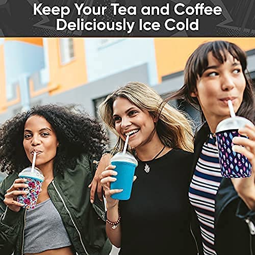 Baxendale Neoprene Iced Coffee Sleeve 2 Pack - Large 32oz Reusable Insulated Cup Holder - Animal Print Design for Cold Drinks - Perfect for Iced Coffee, Smoothies & Bubble Tea at Home, Office or Travel