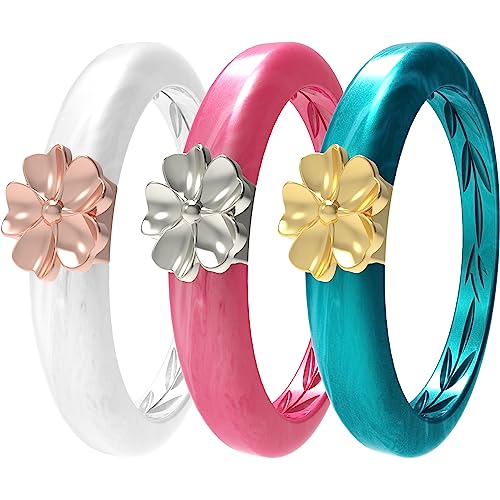 C:3 Rings - Pearl White & Metal-Light Rose Gold, Metal Pink & Metal-Silver, Fairy Green & Metal-Gold