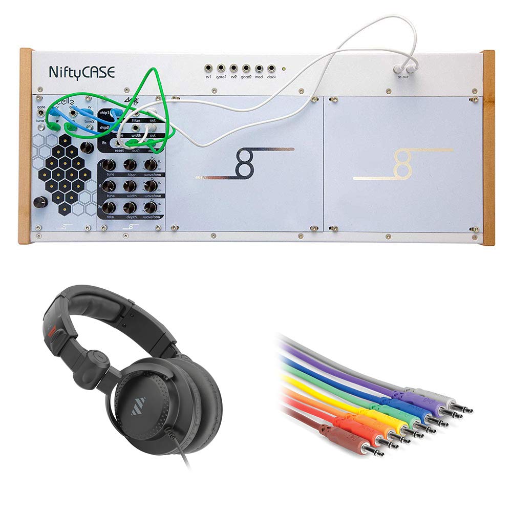 Cre8audio Eurorack Modular Synthesizer Nifty Kit Bundle with HPC-A30 Studio Monitor Headphones & 8 Sets 3' TS Patch Cables - Perfect for Electronic Music Production, Live Performance & Home Studio Setup