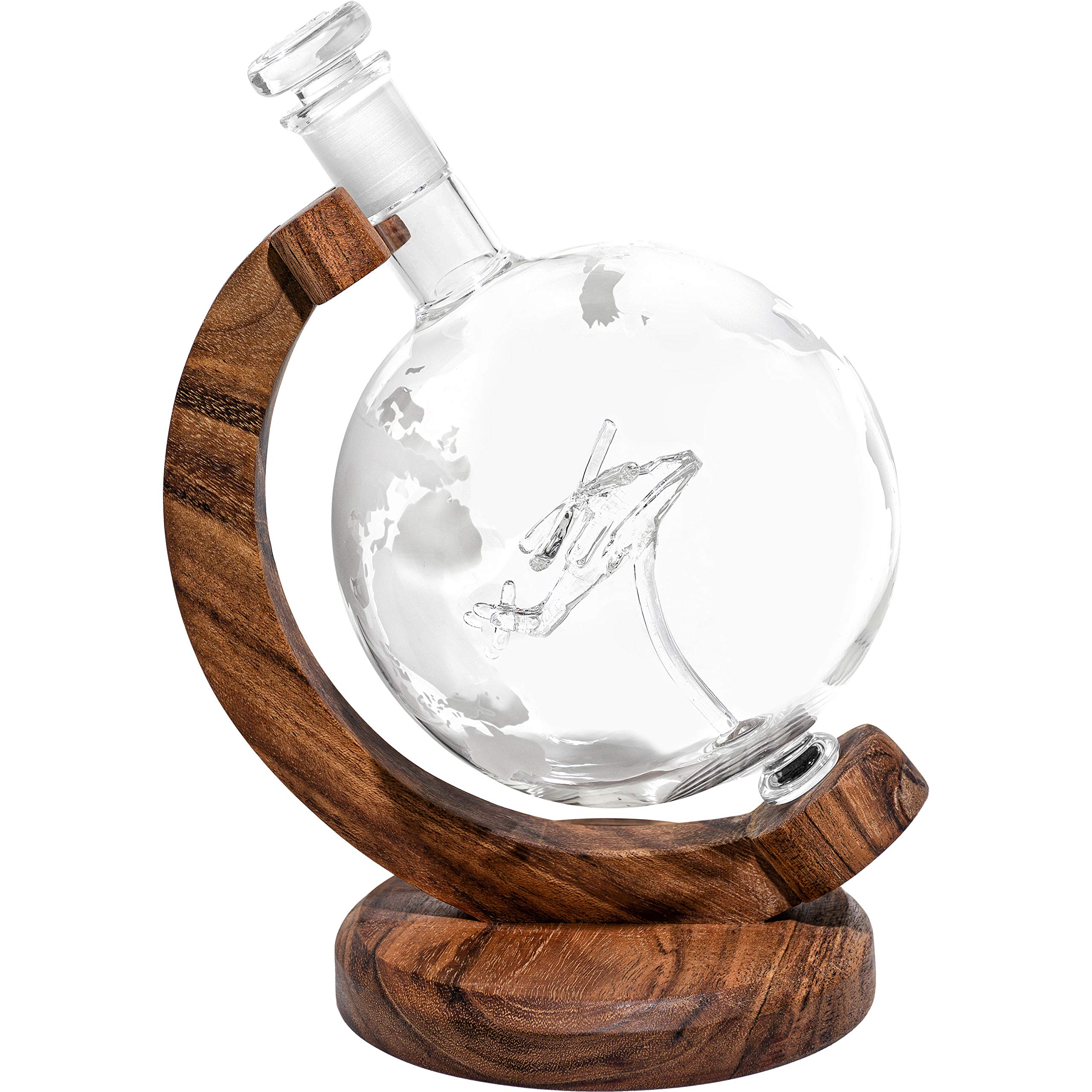 Helicopter Etched Globe Whiskey Decanter with Mini Helicopter Inside - Unique Personalized Pilot Gift for Promotion, Retirement, Anniversary & Milestone Celebrations - Perfect for Aviation Enthusiasts & Whiskey Lovers