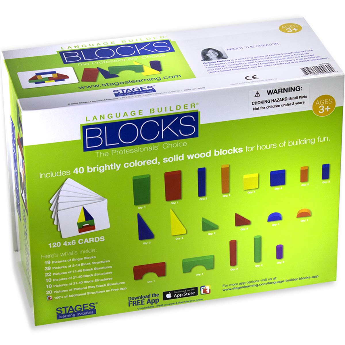 Language Builder Blocks Kit for Autism & Preschool - 120 Flashcards, 40 Wood Blocks, iPad App - Pretend Play & Learning Activities