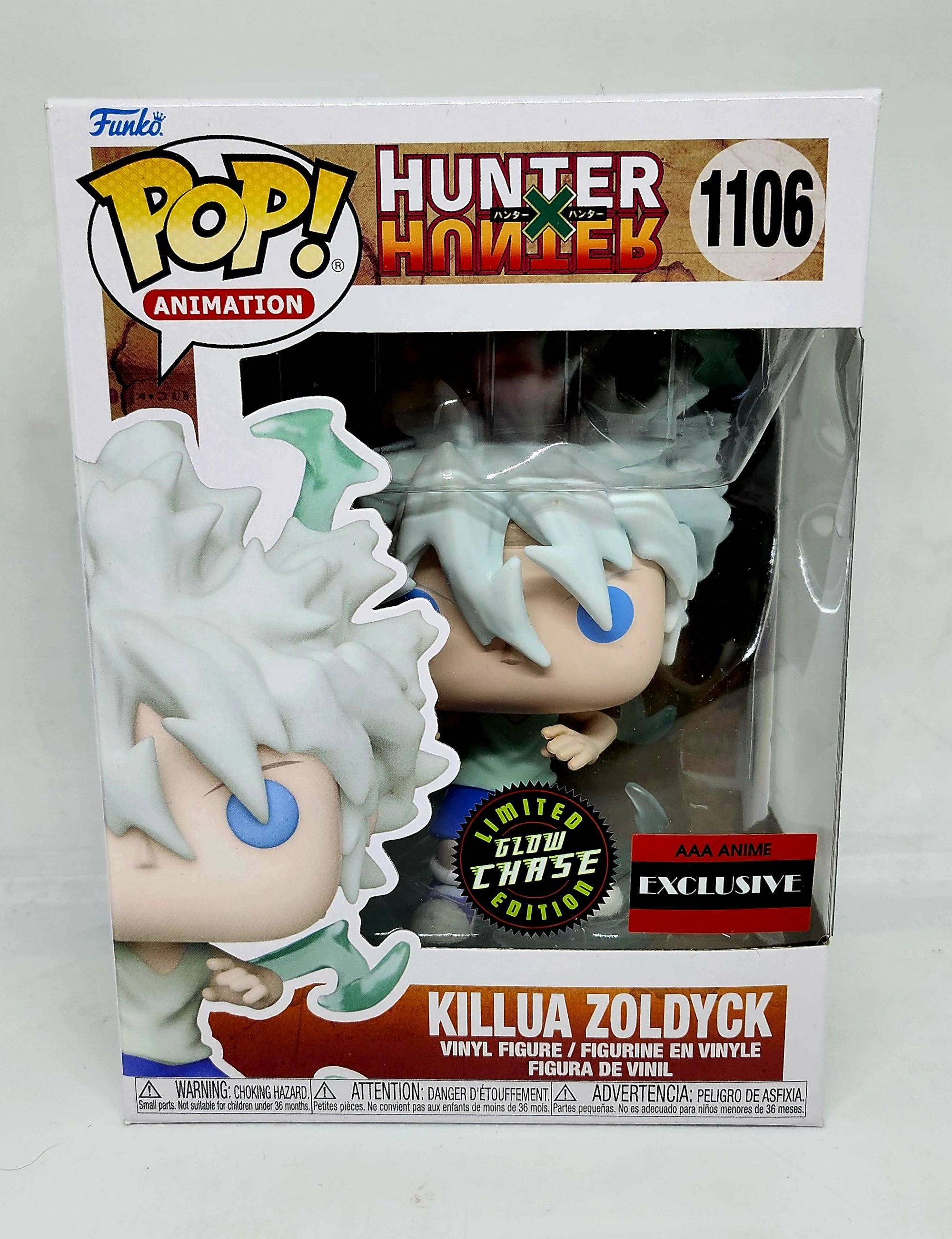 Hunter X Hunter Killua Zoldyck Glow Chase AAA Pop Vinyl Figure - Anime Collectible for Fans, Perfect for Display & Gifts - Great for Bedroom, Office, or Game Room Decor