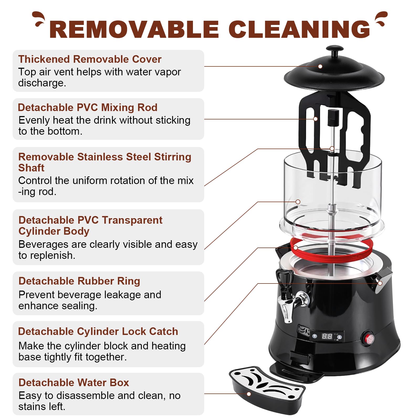 YUCHENGTECH 10L Commercial Hot Chocolate Maker Machine - Chocolate Dispenser & Warmer for Coffee, Milk Tea, Hot Beverages - CE Certified (220V) - Perfect for Cafes, Restaurants & Events