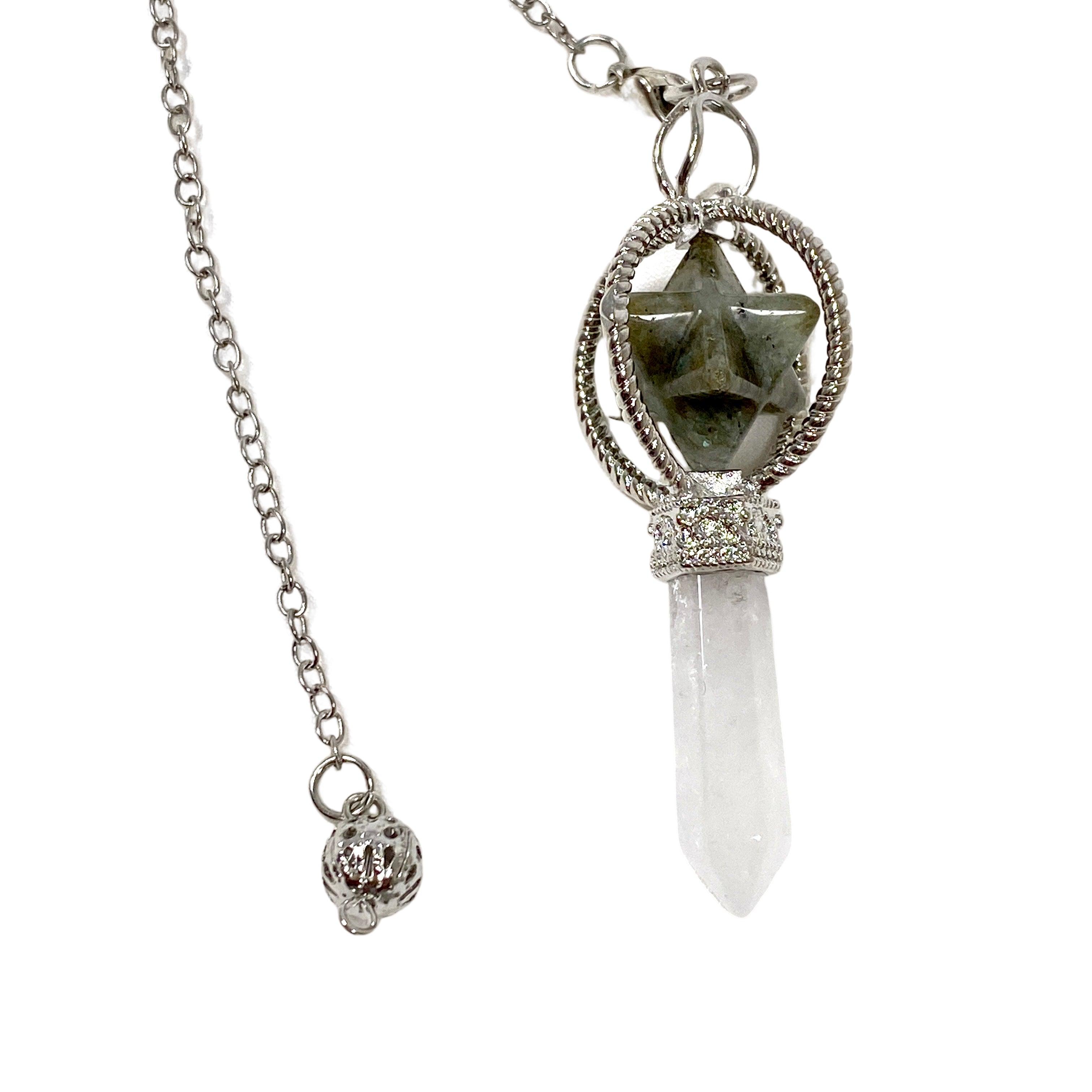Gemstone Merkaba Pendulum with Crystal Point - Healing Crystal Pendulum for Dowsing, Divination & Energy Work - Perfect for Meditation, Chakra Balancing & Spiritual Practices