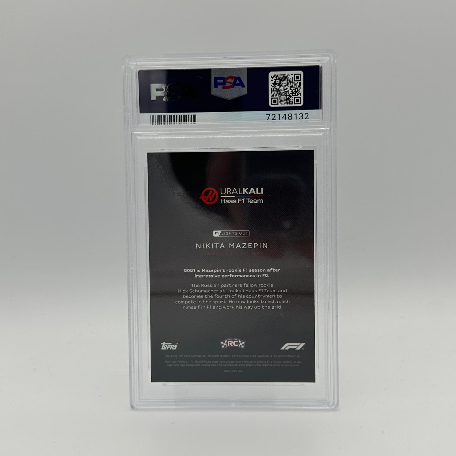 PSA 9 Graded 2021 Topps Chrome Formula 1 Nikita Mazepin #23/25 Purple Parallel - Rare F1 Racing Card for Collectors & Investors, Perfect for Display Cases & Sports Memorabilia Collections