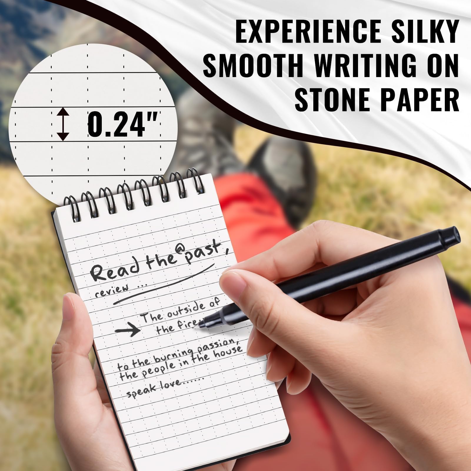 POPYOLA 4 Pack Waterproof Pocket Notebook - 3x5 All Weather Mini Spiral Notepad with 100 Squared Pages | Perfect for Outdoor Adventures, Police Work, Home Office & School Use