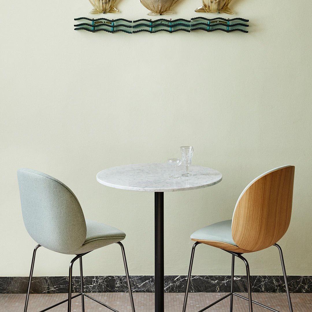 Gubi 1.0 Round Bar Table - Modern Dining & Kitchen Counter Height Table for Small Spaces | Perfect for Breakfast Nooks, Coffee Shops & Home Bars