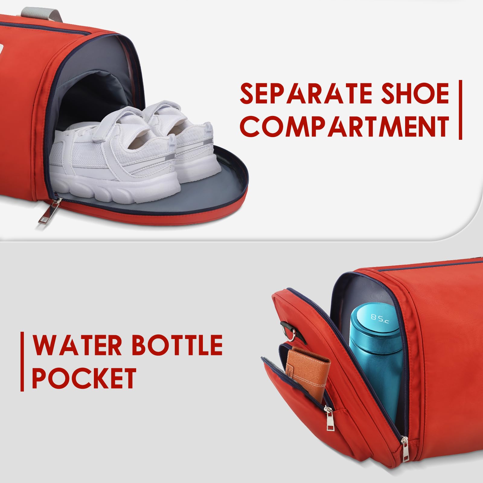 EPOGG Large Waterproof Gym Bag for Men & Women - Durable Tear-Resistant Duffel Bag with Shoe Compartment & Wet Pocket - Perfect for Travel, Workout & Sports - Adjustable Strap Carry-On Sport Bag