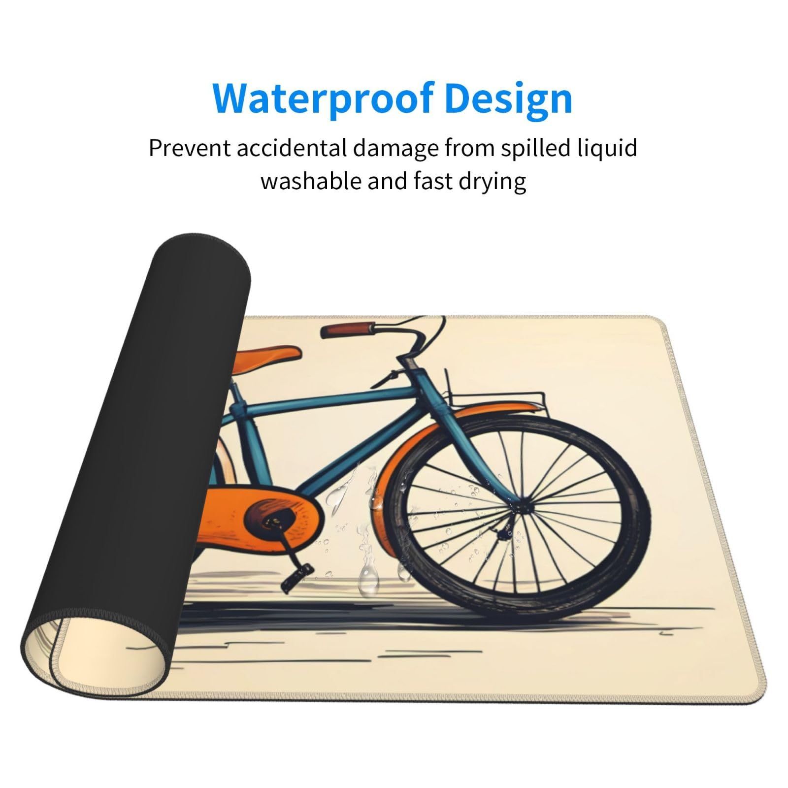 Retro Bicycle Design Large Gaming Mouse Pad 16x29.5 Inches - Non-Slip Thickened Office Desk Mat with Strong Adhesion & Durable Surface for PC, Laptop, Computer Workstation & Home Office Setup