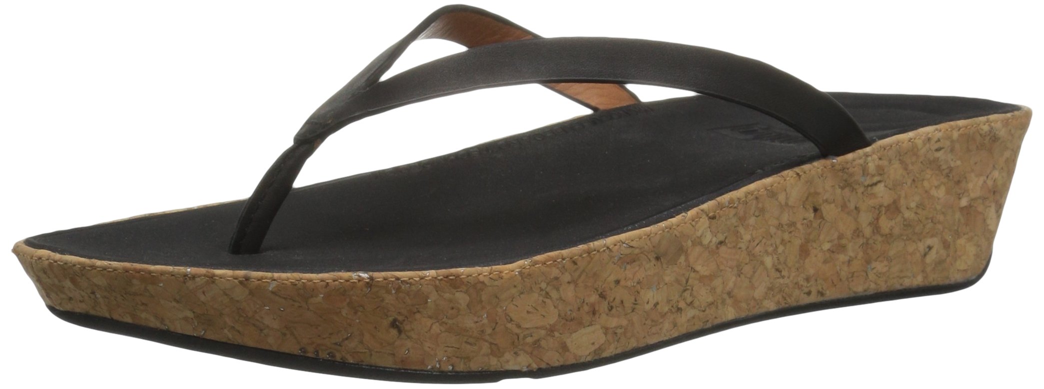 FitFlop Women's Linny Leather Toe-Thong Sandals with Wedge Heel - Comfortable Summer Flip Flops for Beach, Pool & Casual Wear