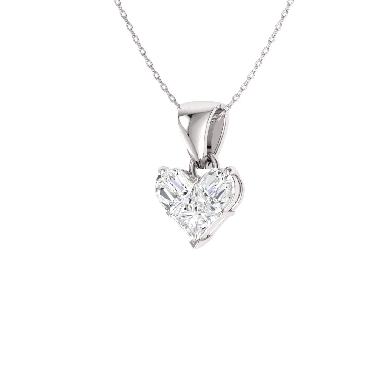 14K White Gold 0.60 Carat Heart Pie Cut Diamond Pendant Necklace - Certified Natural Diamond Jewelry for Women | Perfect for Anniversaries, Valentine's Day & Special Occasions