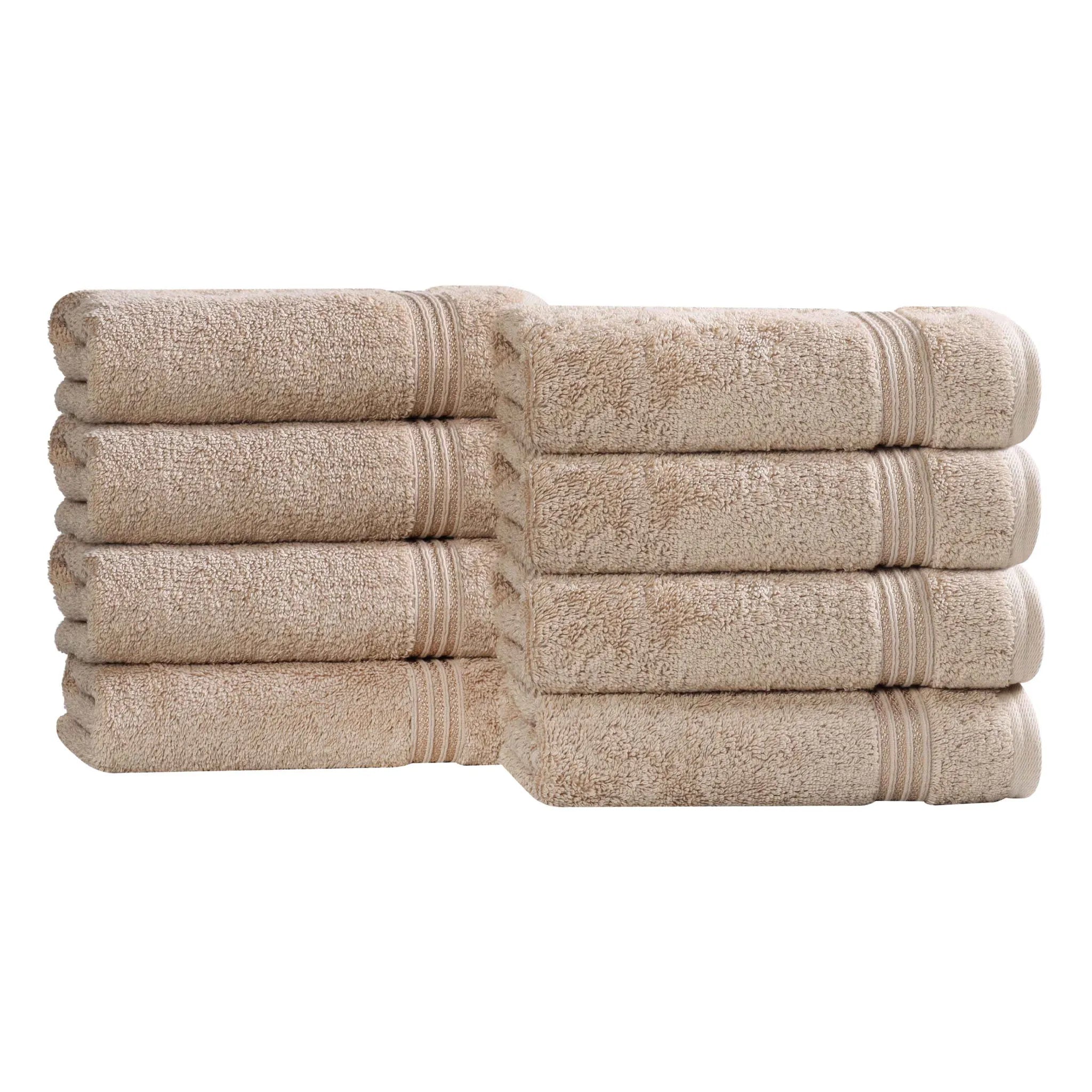 Premium 100% Egyptian Cotton Plush Hand Towels - Ultra Soft & Absorbent Bath Towel Set of 8 for Bathroom, Kitchen & Spa Luxury (24x16 Inches)