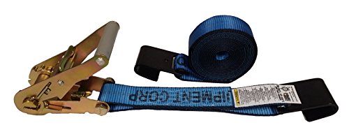 30 Foot x 2 Inch Heavy Duty Blue Ratchet Tie Down Strap with Flat Hooks - Perfect for Securing Cargo, Equipment & Motorcycle Transport