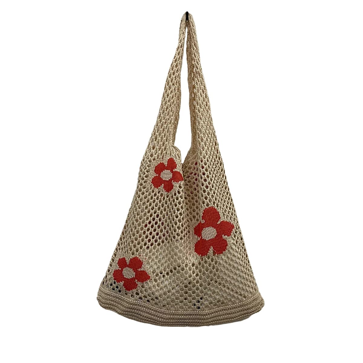 Stylish Women's Knit Mesh Hollow Shoulder Hobo Tote Bag - Fashionable & Breathable Handbag for Shopping, Work, and Daily Use
