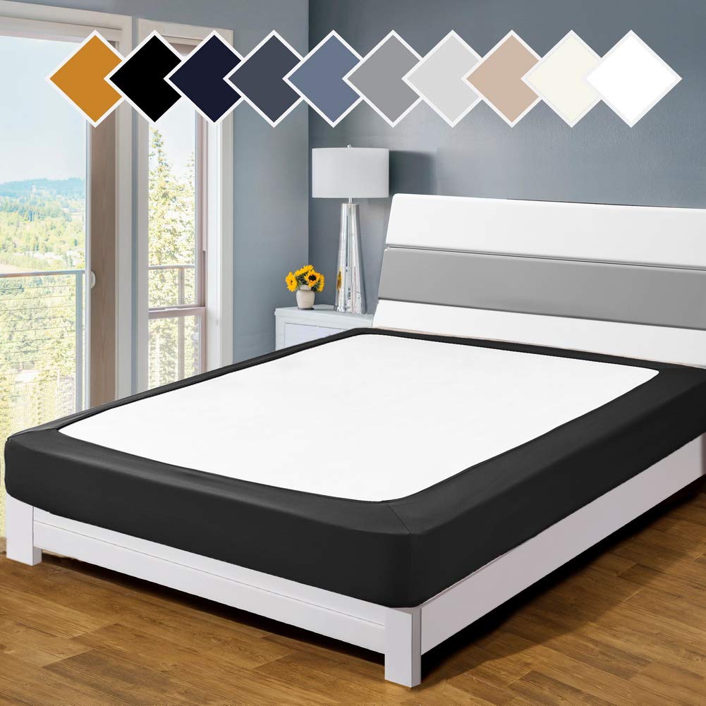 Twin Six Premium Bed Box Spring Cover - Queen/Split Queen Size - Upgraded Bed Skirt & Mattress Protector Encasement - Black - Perfect for Bedroom Makeover & Mattress Protection