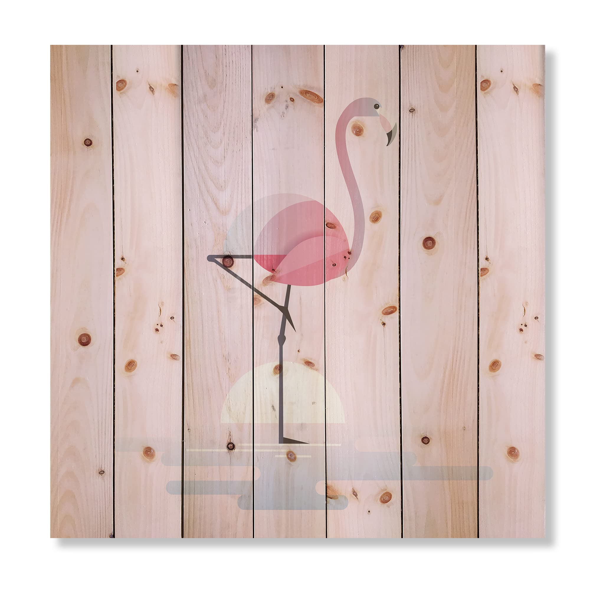 DesignQ Pink Flamingo Wall Decor - Farmhouse Wood Wall Art with Large Animal Print on Natural Pine Wood - Perfect for Living Room, Bedroom & Nursery Decor