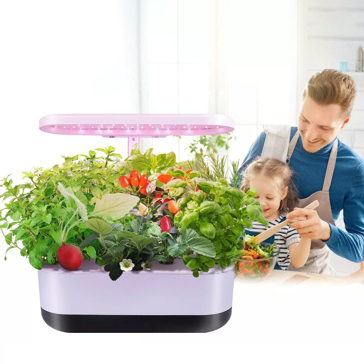Smart Hydroponic Garden Planter with Grow Lights - 10 Pod Indoor Herb Growing System for Home & Kitchen - Perfect for Fresh Herbs, Vegetables, and Microgreens