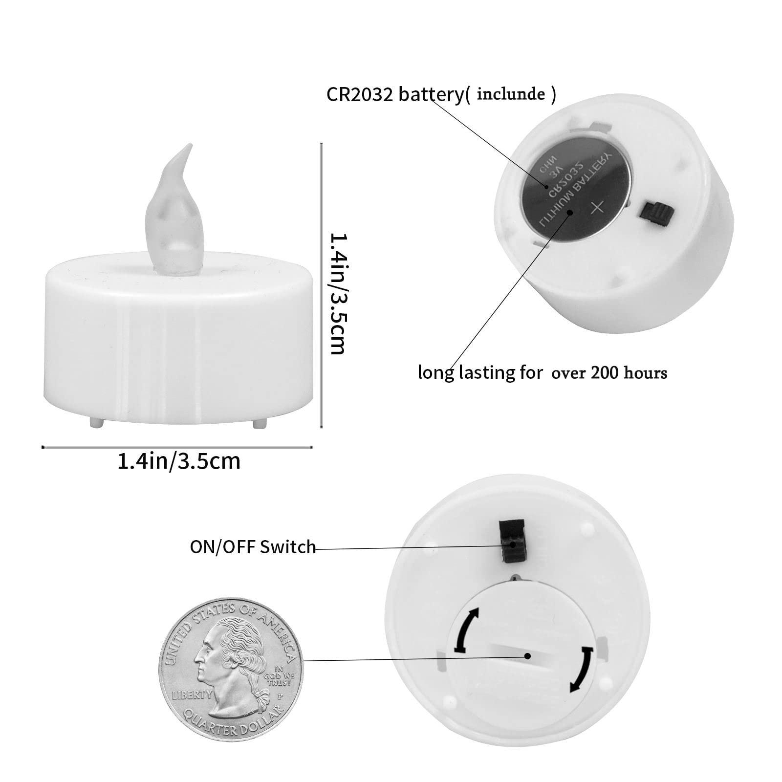 JUNPEI 24-Pack LED Tea Light Candles - Realistic Flickering Flameless Battery Operated Candles for Christmas, Weddings, Parties & Home Decor - Warm White Lights for Holiday & Festival Celebrations