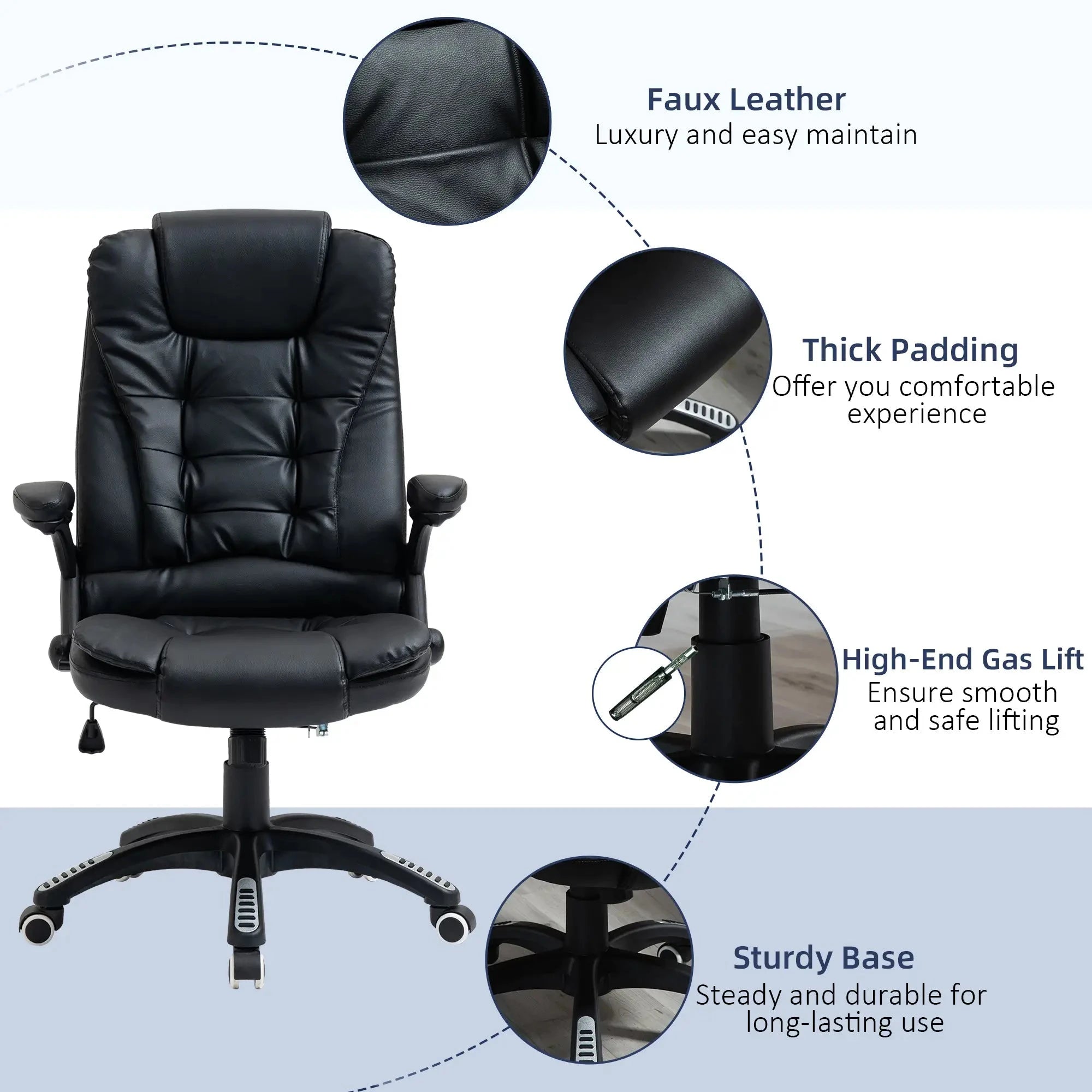 Premium High Back Faux Leather Executive Office Chair - Ergonomic Swivel Seat with Adjustable Height (Black/Gray) - Perfect for Home Office, Conference Rooms & Corporate Workspaces