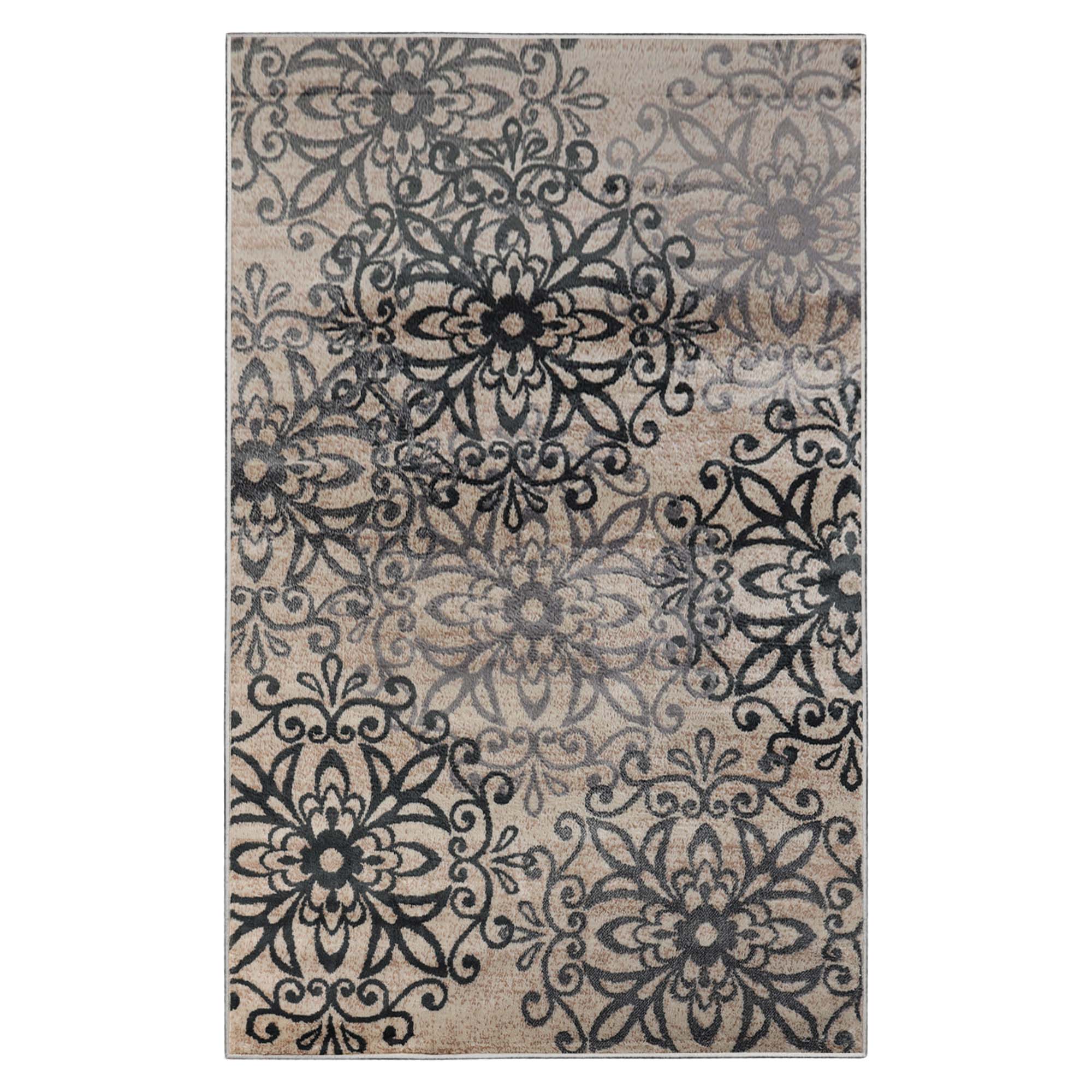 Leigh Traditional Floral Scroll Indoor Area Rugs & Runner Rugs - Non-Slip Soft Living Room Bedroom Decor Carpet