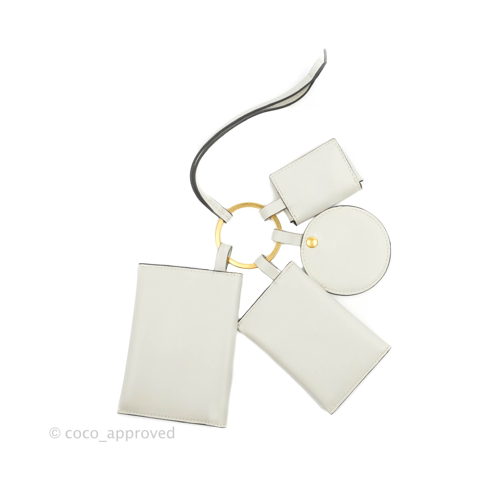 Celine Multi Key Ring Coin Card Case in Light Grey Calfskin Leather - Perfect for Organizing Keys, Cards & Coins | Stylish Everyday Essential for Women