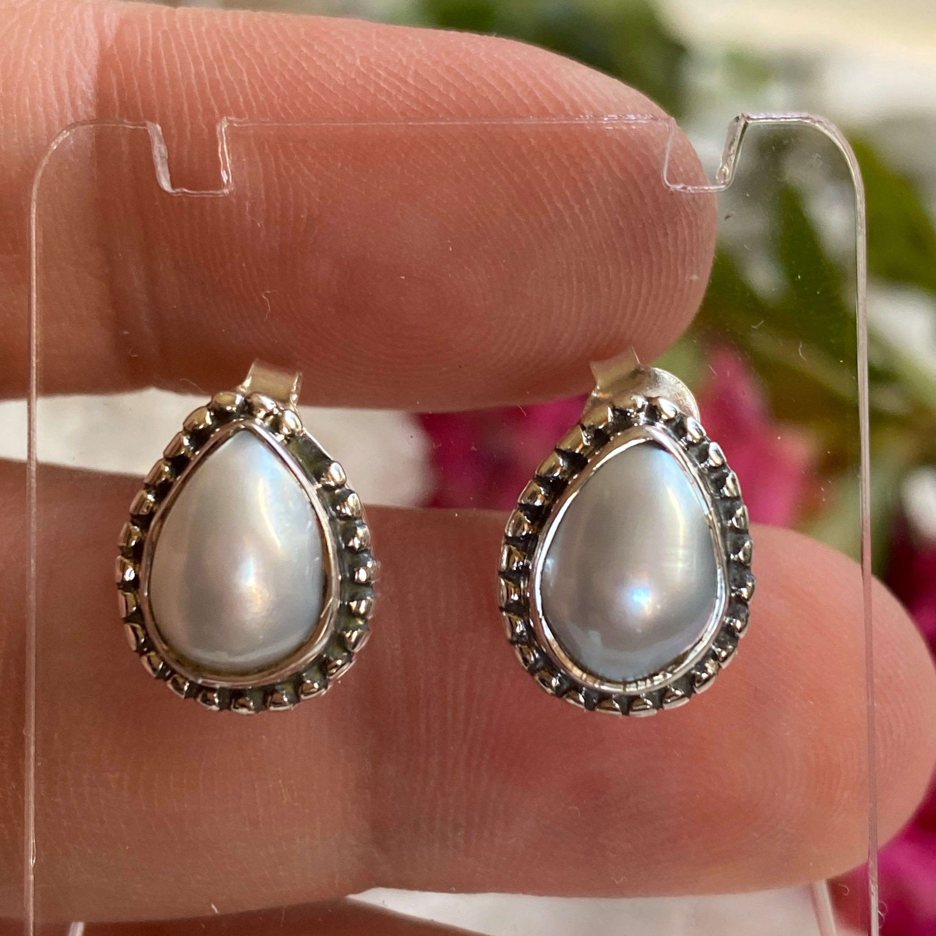 Pearl Teardrop Cabochon Stud Earrings - Elegant White Pearl Jewelry for Women, Gift for Her - Perfect for Weddings, Parties & Special Occasions